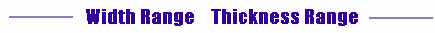 Width Range, Thickness Range